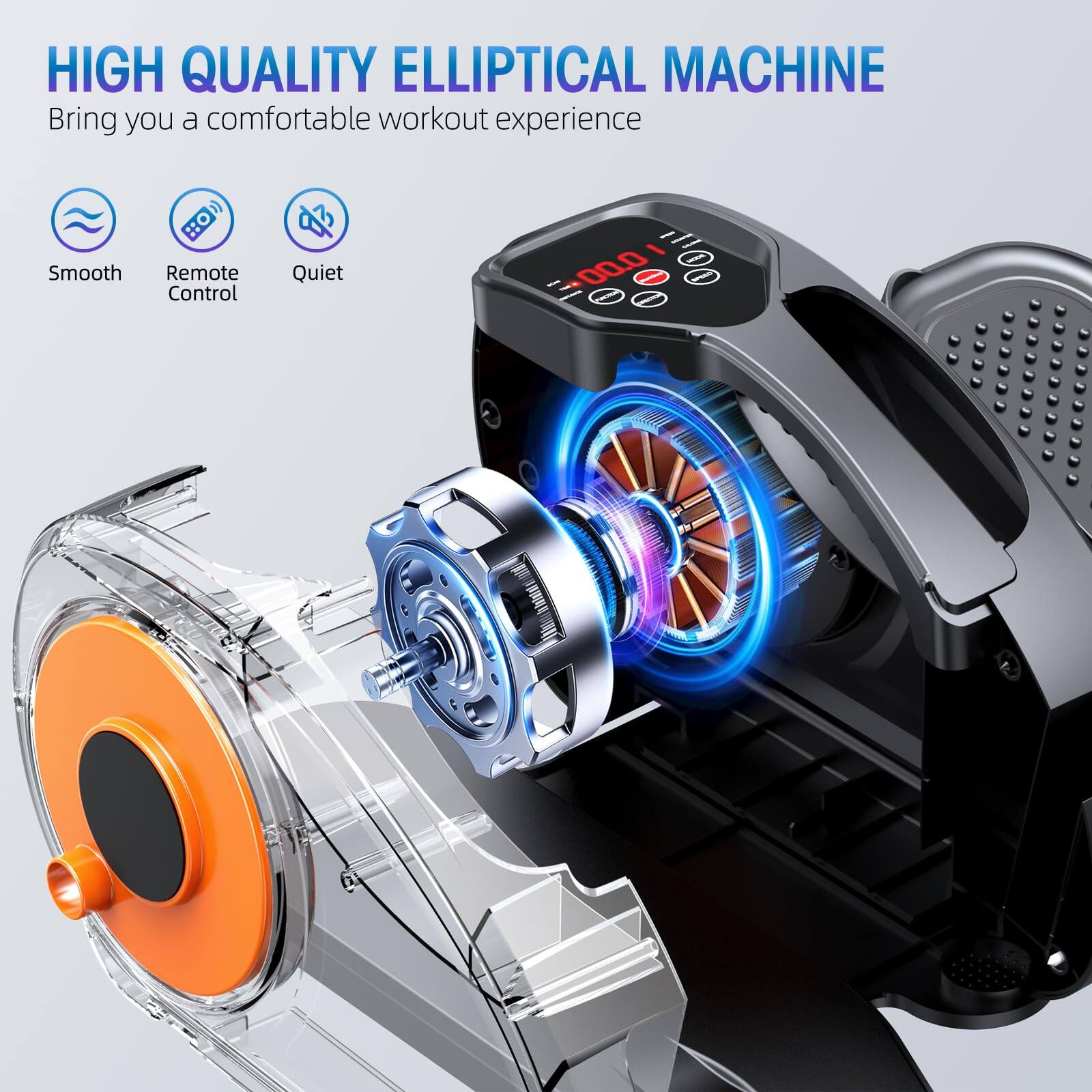 HIGH QUALITY ELLIPTICAL MACHINE  
Bring you a comfortable workout experience  

- Smooth  
- Remote Control  
- Quiet  

200.0 FN