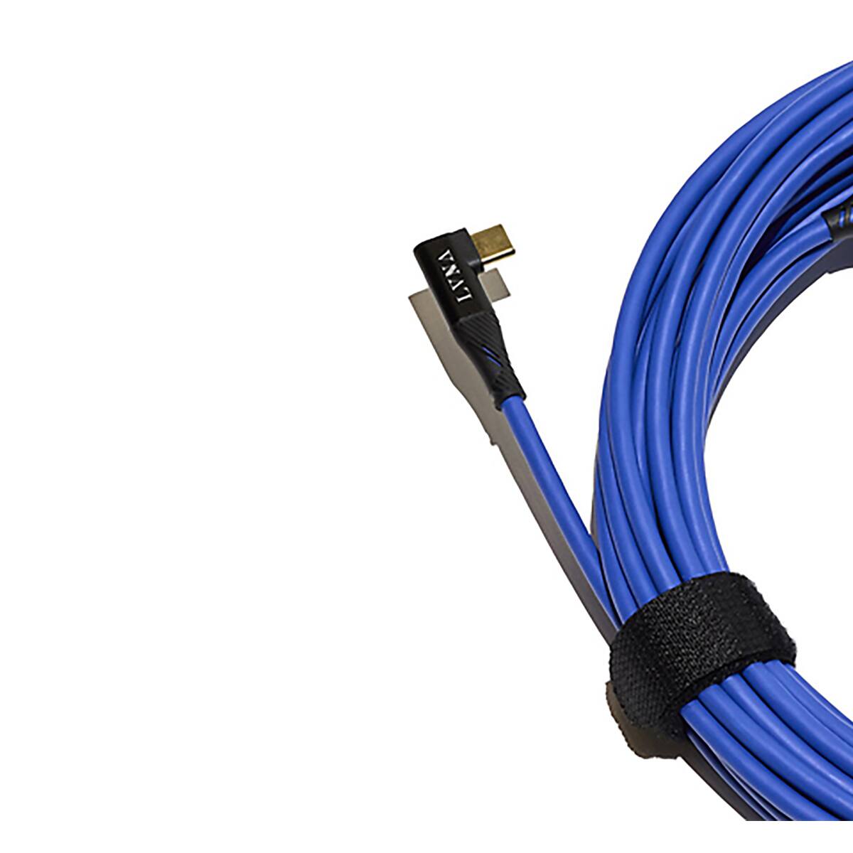 Alt View 1. LVNA Digital - LVNA Digital DUNE Limited Edition 32.8' USB-C Straight to Right Angle Directional Tether Cable, Hyper Blue.