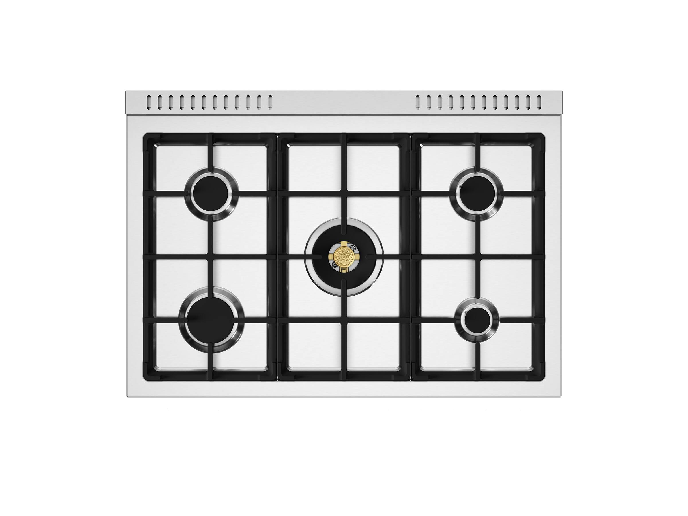 Angle. Bertazzoni - 36" Master Series All-Gas Range - Bianco Matte / Brushed Gold - Bianco Matt.