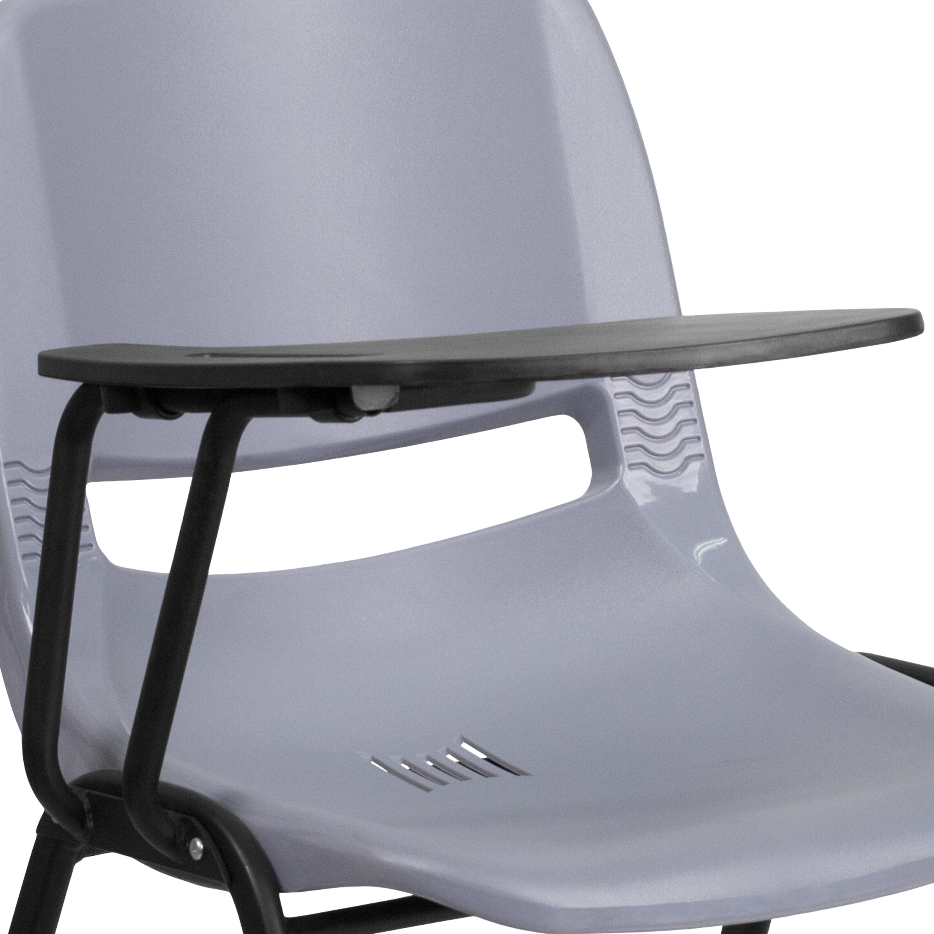 Alt View 9. Emma + Oliver - Ergonomic Shell Chair with Right Handed Flip-Up Tablet - Tablet Arm Desk - Gray.