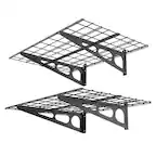 Front. Fleximounts - 24 in. x 48 in. Steel Garage Wall Shelf with Brackets - Black.