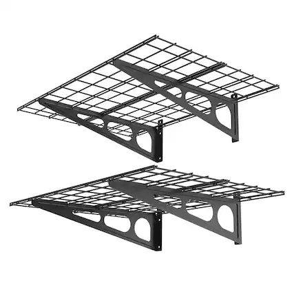 Front. Fleximounts - 24 in. x 48 in. Steel Garage Wall Shelf with Brackets - Black.