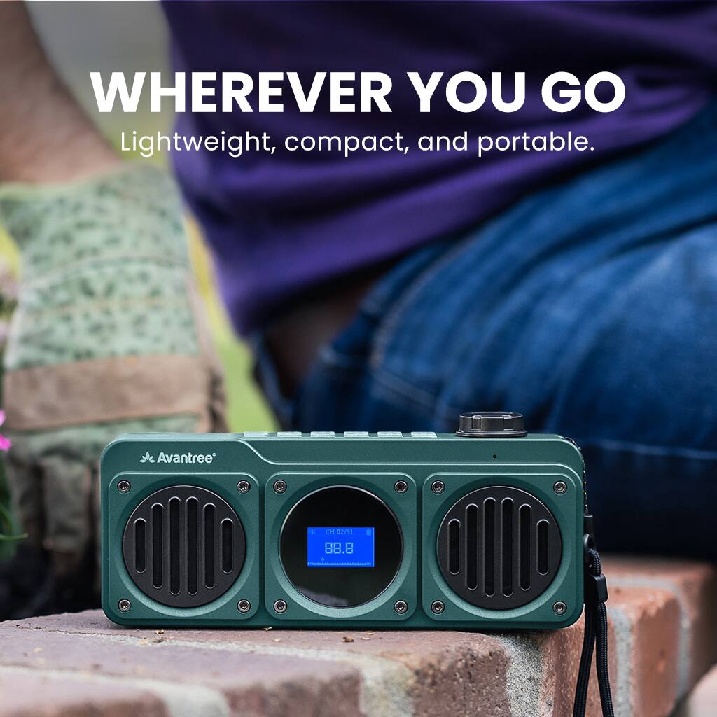 Back. Avantree - Boombyte - Portable Digital FM Radio with Bluetooth Speaker, Superb Sound, Metal Finish.