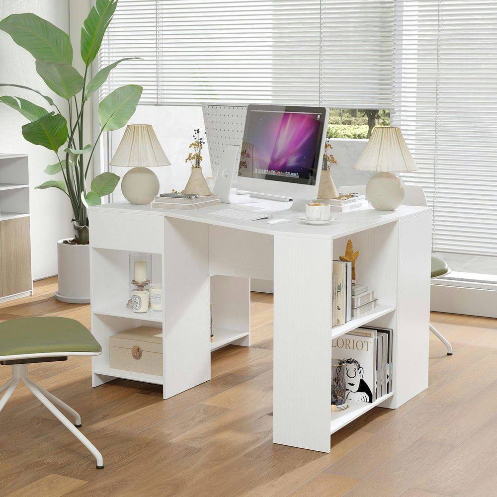 Kadyn - 48-Inch L-Shaped Corner Executive Computer Desk - Built-in Drawer - White