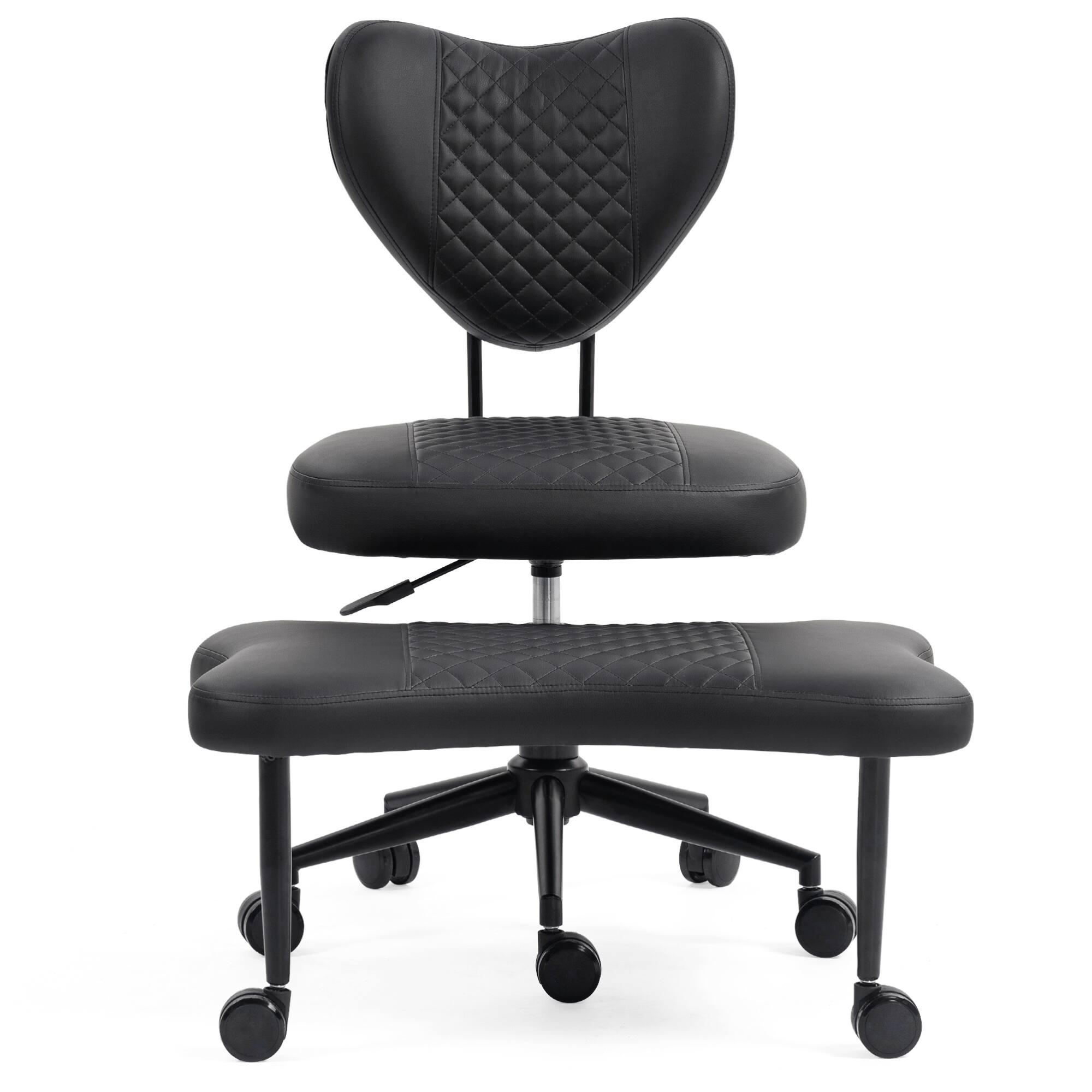 Alt View 4. GOODSILO - Premium Ergonomic Cross-Legged Swivel Chair with Adjustable Height and Soft Upholstery for Home and Office Use - Black.