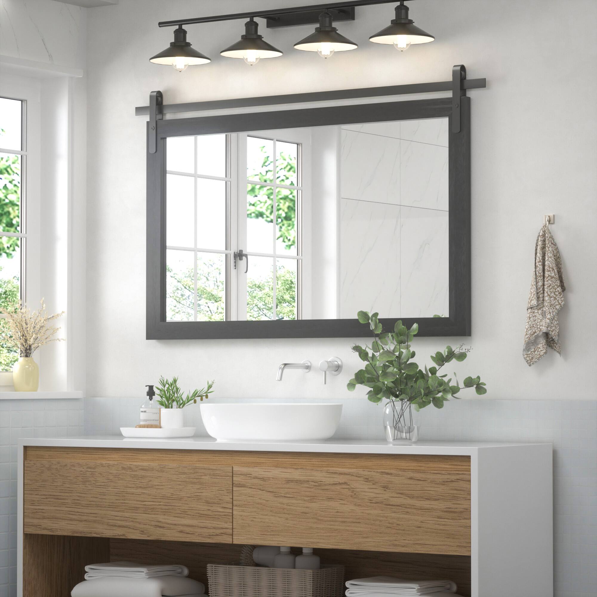 Alt View 2. PAIHOME - Rectangular Mirrors 40"x26" Wood Frame Wall Mirror Bathroom Mirror Bedroom Vanity Mirror Living Room Decor - Black.