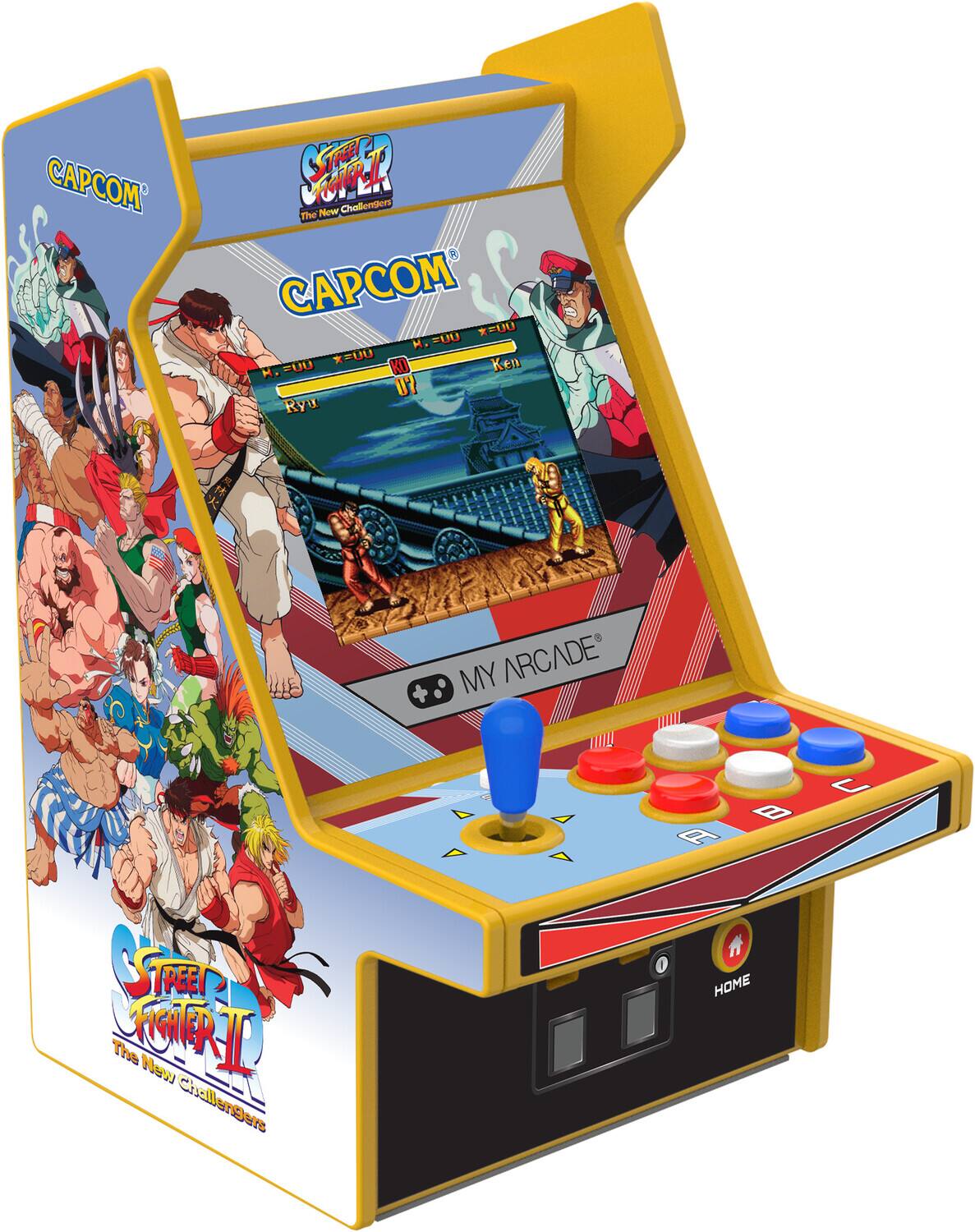 CAPCOM  
STREET FIGHTER II  
The New Challengers  

CAPCOM  
STREET FIGHTER II  
The New Challengers  

Ken  
H. = 00  
H. = 00  

Ryu  
H. = 00  
H. = 00  

MY ARCADE  

HOME