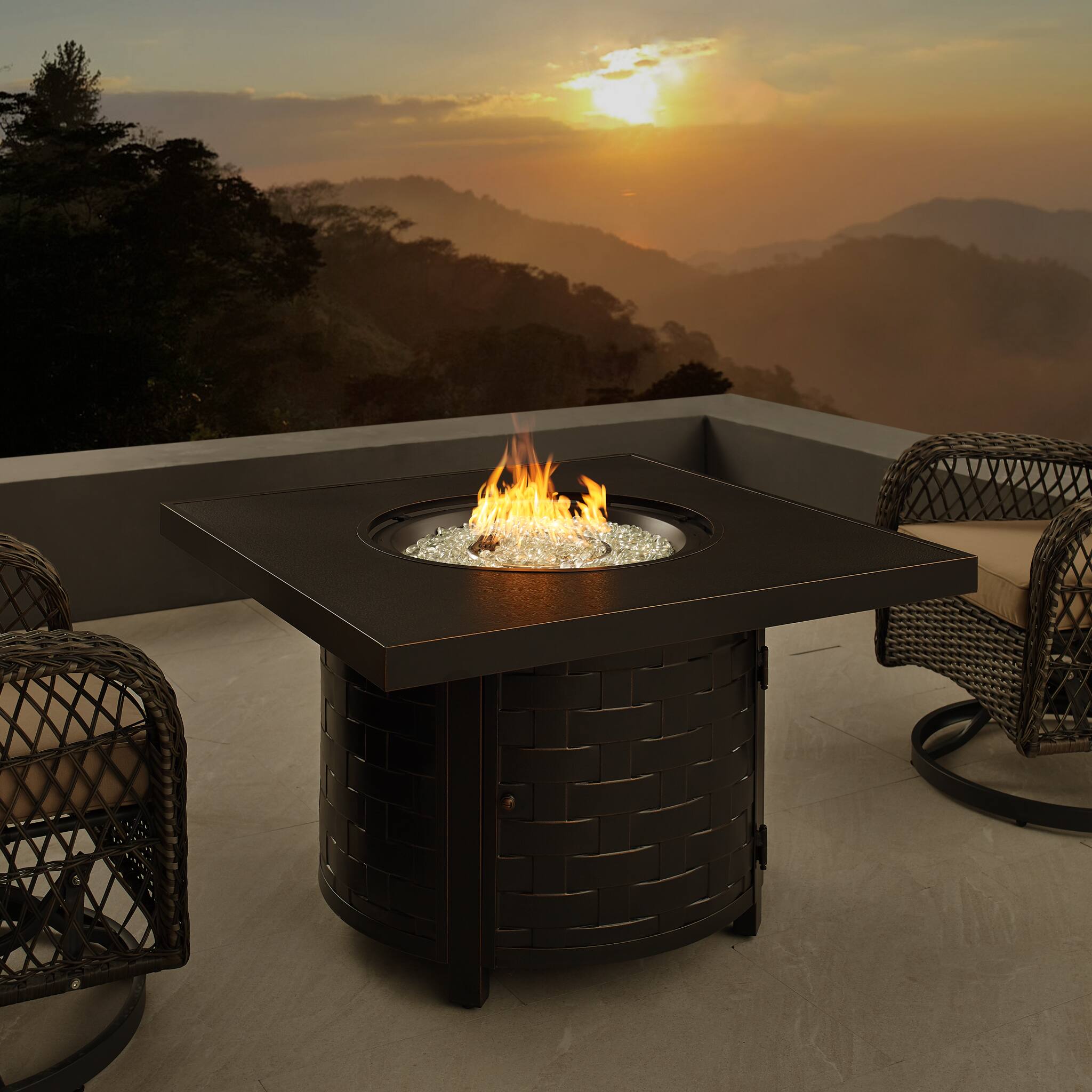 Alt View 19. Fire Sense - Henley Square Aluminum LPG/NG Fire Pit - Antique Bronze.