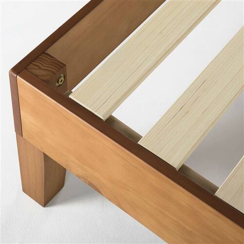 Left. SlickBlue - Solid Wood Slat King Platform Bed Frame with Natural Finish - Natural.