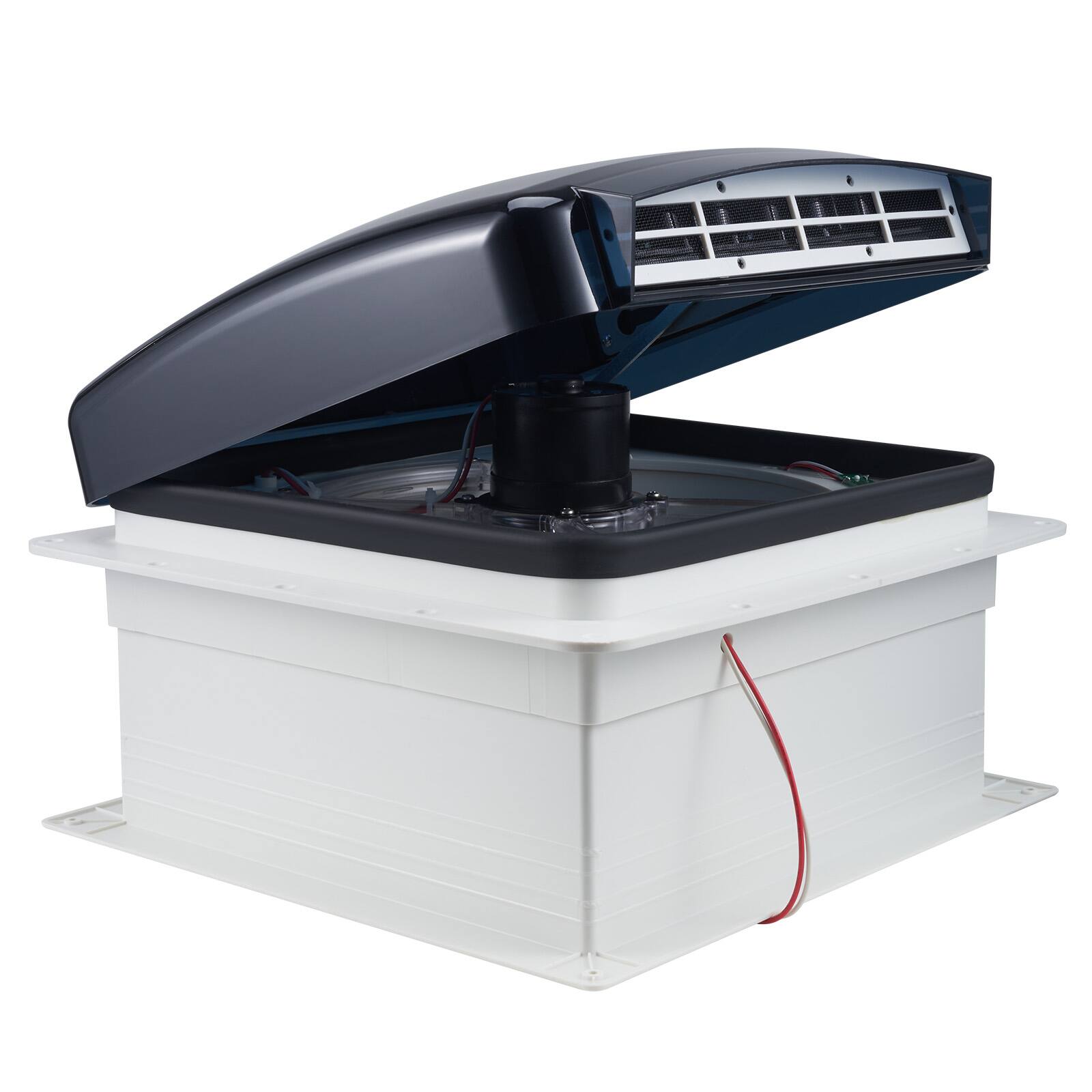 Alt View 5. VEVOR - RV Vent Fan, 14 inch RV Roof Vent Fan 12V, Powerful 10-Speed Reversible Fan with Remote Control, Built-in Rain Cover - Smoke.
