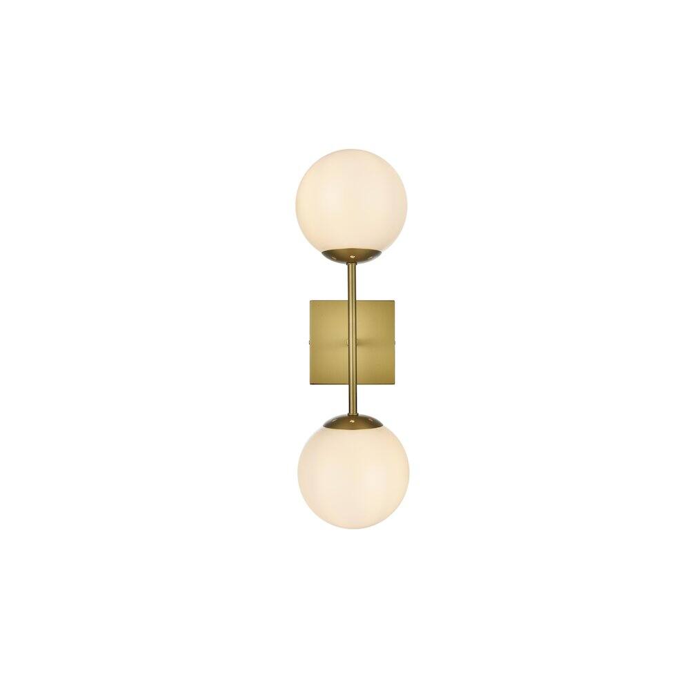 Left. Living District - Neri 6 Inch Wall Sconce White Shade in Satin Gold - Satin Gold And White.