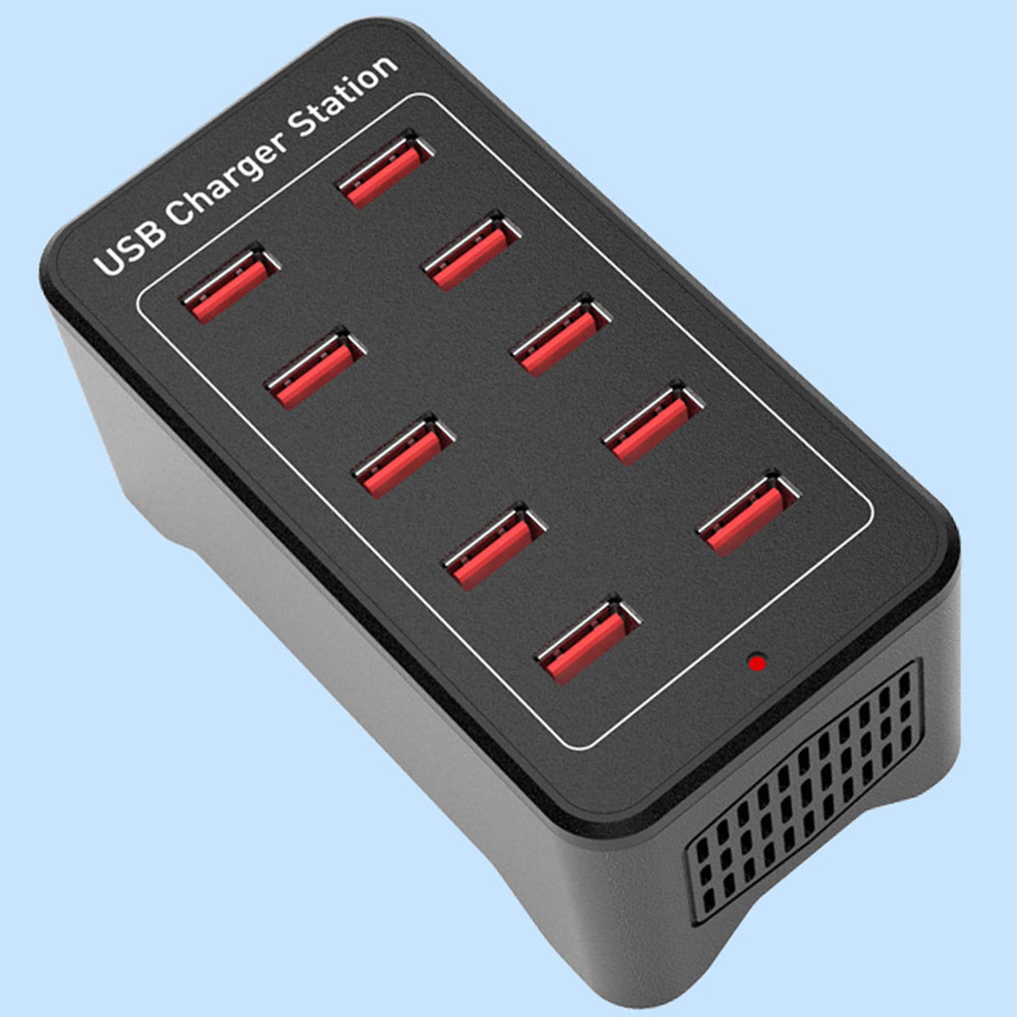 YONWAY - 50W 10 Port USB Charging Station, Universal USB Charger Multi Port with Cooling Fan for Samsung/iPhone/iPad/Tab