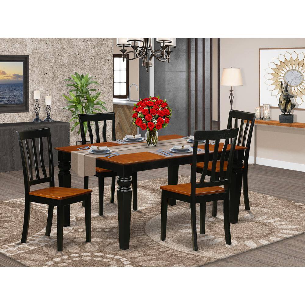 Back. East West Furniture - 5 Pc Kitchen Table set with a Dining Table and 4 Wood Kitchen Chairs in Black - Black & Cherry.