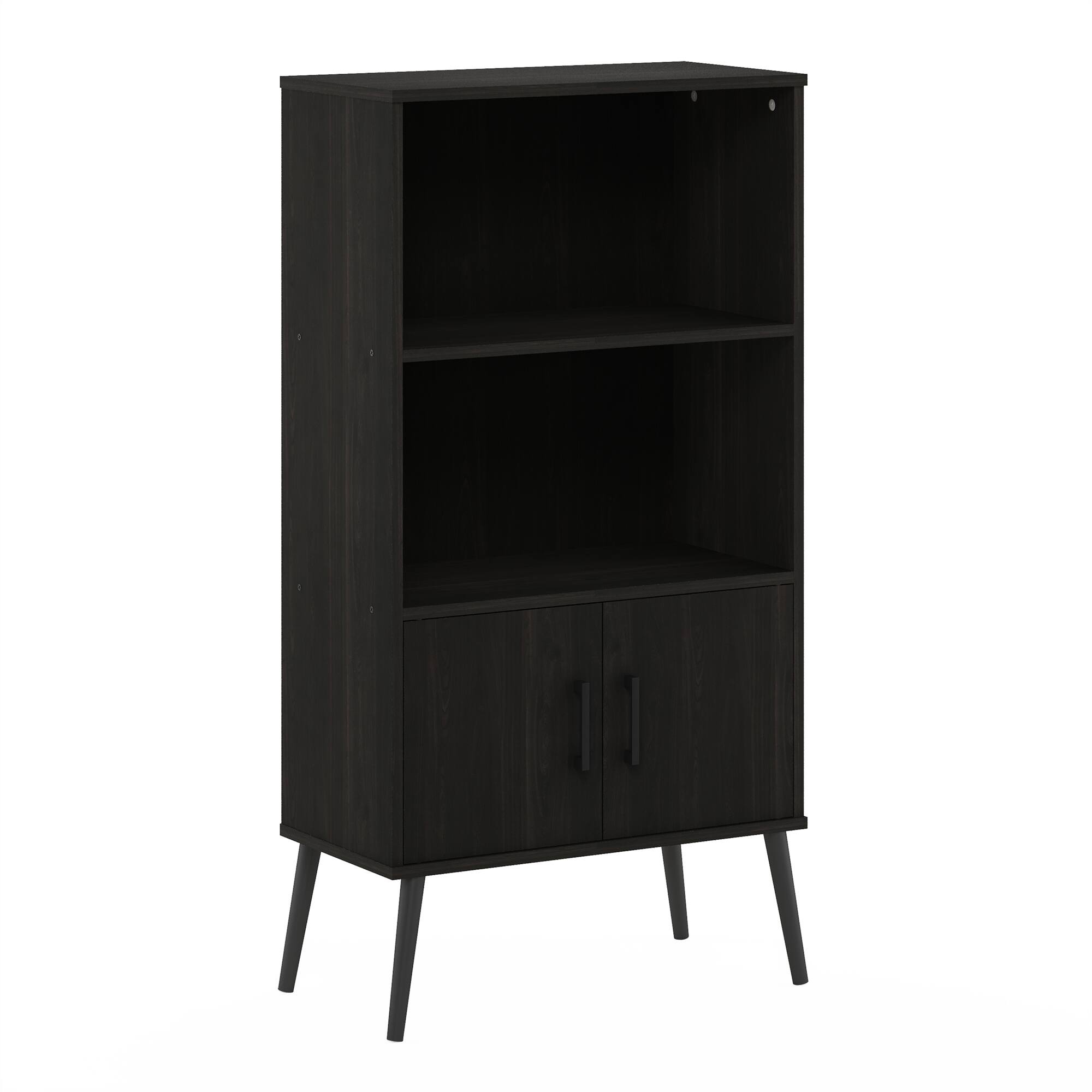 Front. Furinno - Furinno Claude Mid Century Style Accent Cabinet with Wood Legs, Espresso - Espresso.