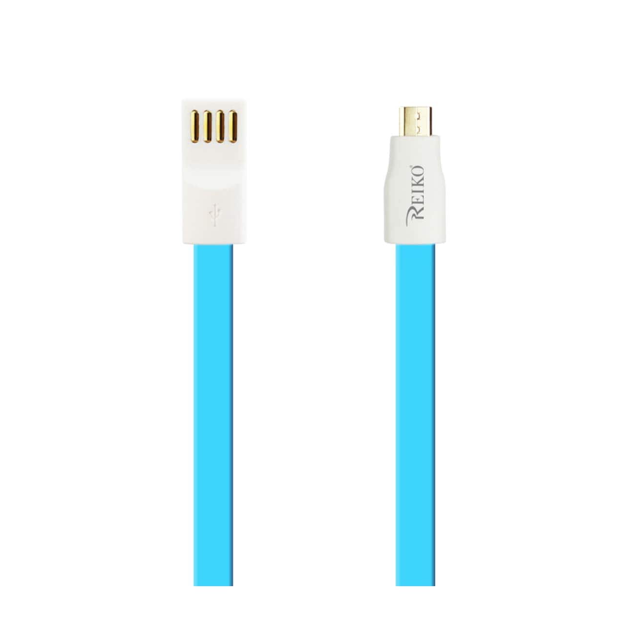 Reiko - Flat Magnetic Gold Plated Micro Usb Data Cable 0.7 Foot In - Blue