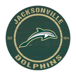 Jardine - JU Dolphins 20'' x 20'' Indoor/Outdoor Weathered Circle Sign - Green
