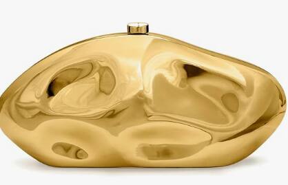 Vulpecula Spade - Acrylic Clutch Purse for Women Evening Bag, Irregular Shell Acrylic Purse Box Clutch with Chain for Party Wedding Prom - Gold