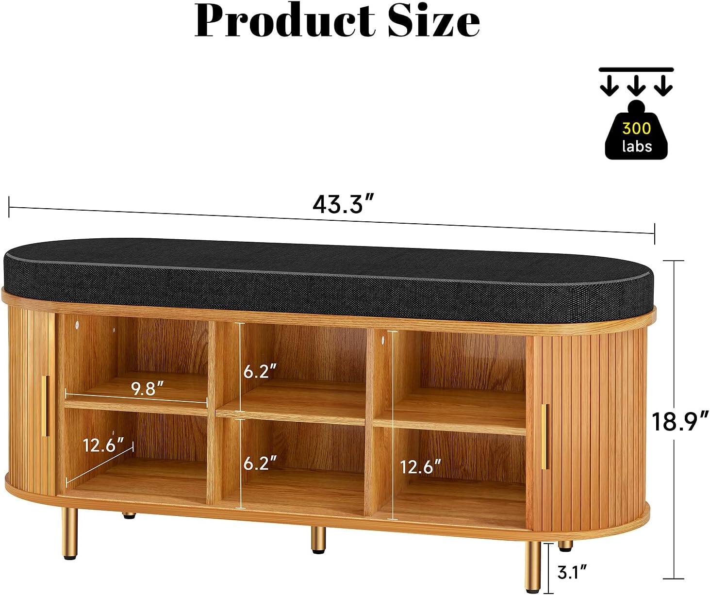Product Size  
300 lbs  
43.3" x 9.8" x 12.6" x 6.2" x 6.2" x 12.6" x 18.9" x 3.1"