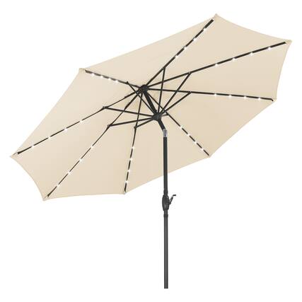 Front. Ainfox - Ainfox 10FT Solar LED Patio Umbrella with Tilt and Crank UV Protection for Garden Deck Backyard Pool Beach with light - khaki.