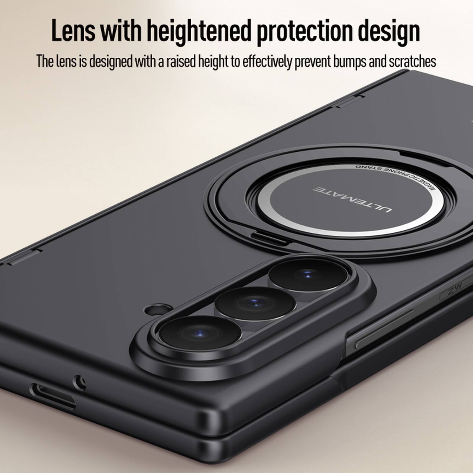 Lens with heightened protection design  
The lens is designed with a raised height to effectively prevent bumps and scratches