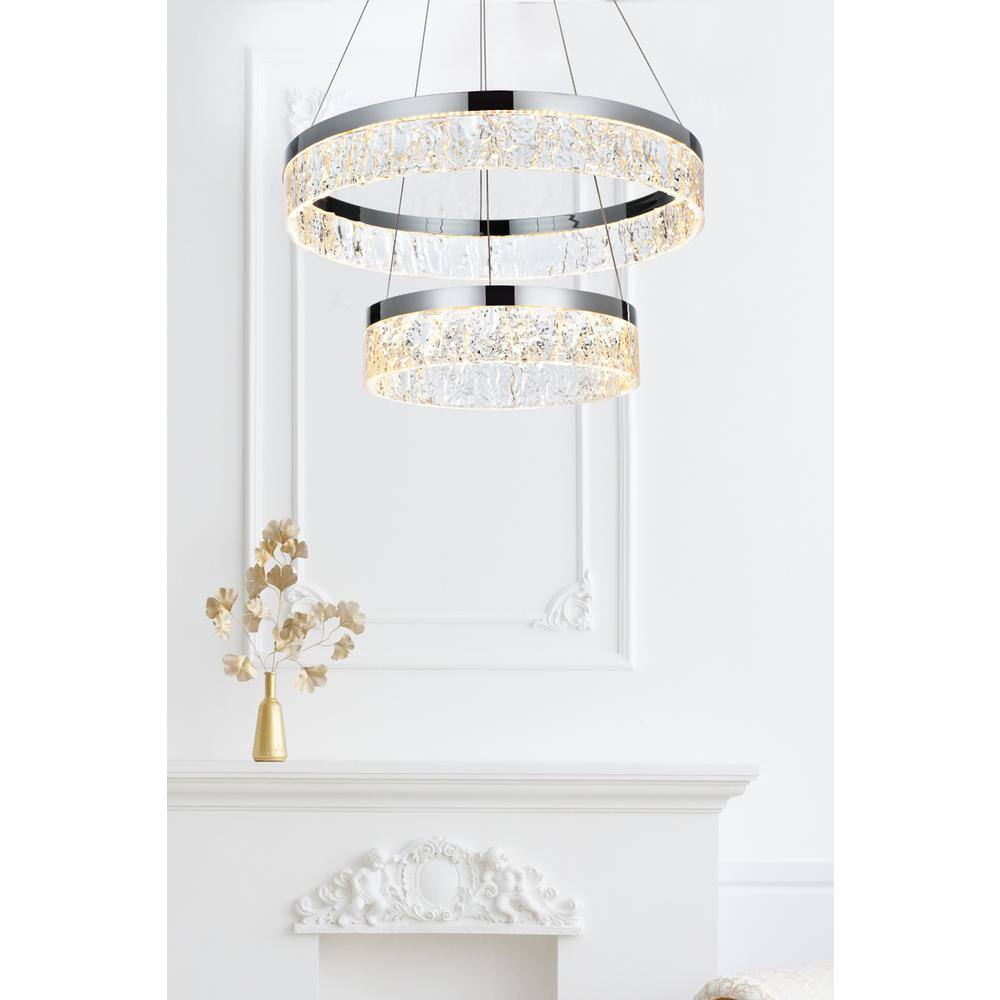 Alt View 4. Elegant Lighting - Linden 22 inch Adjustable LED chandelier in Chrome - Chrome.