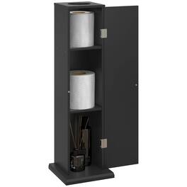 Homcom - Toilet Paper Cabinet, Small Bathroom Corner Floor Cabinet with Doors and Shelves, Thin Storage Bathroom Organizer - Black