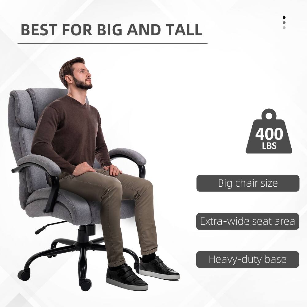 BEST FOR BIG AND TALL

400 LBS

Big chair size

Extra-wide seat area

Heavy-duty base