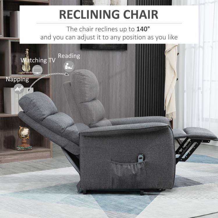 RECLINING CHAIR  
The chair reclines up to 140° and you can adjust it to any position as you like  

Reading  
Watching TV  
Napping
