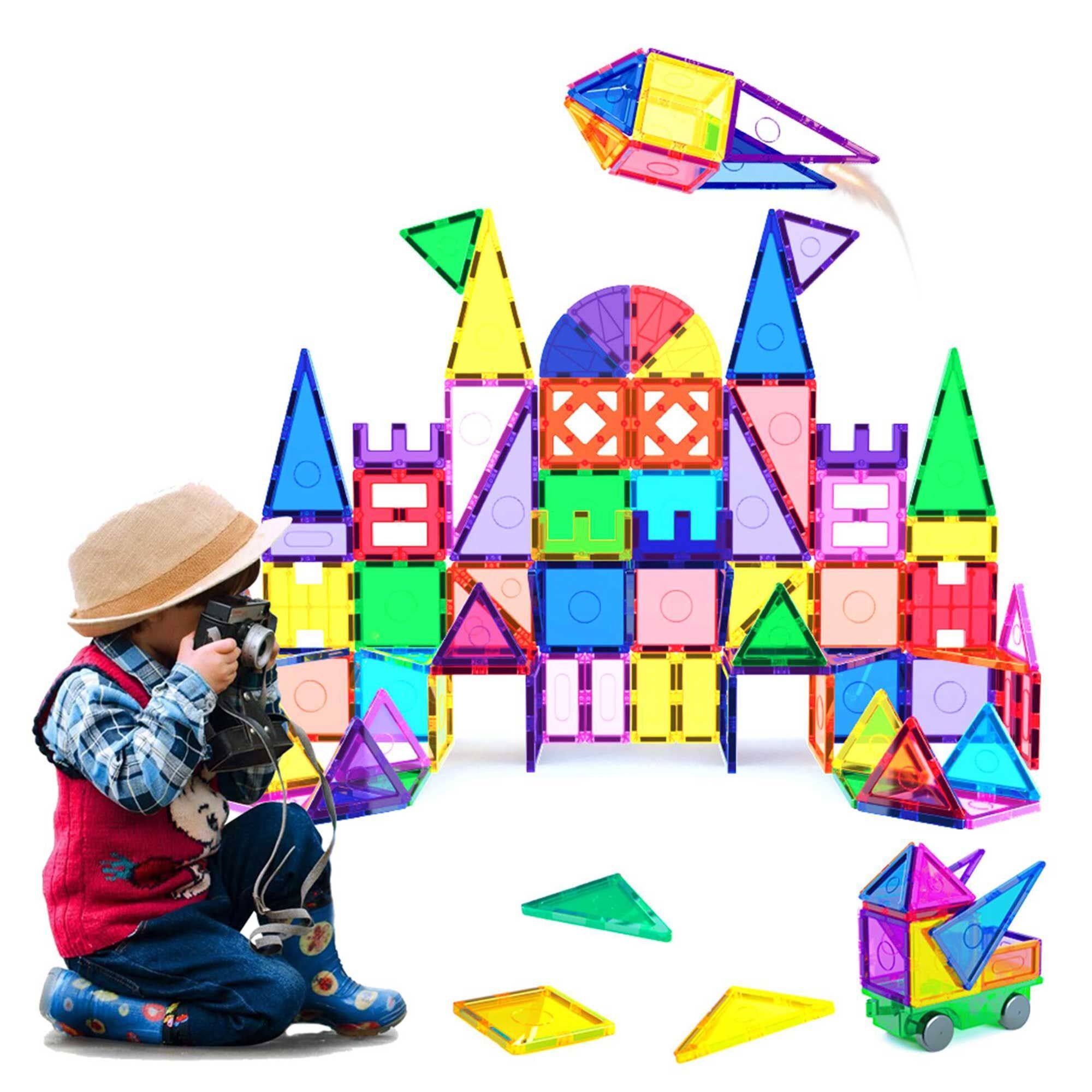 Alt View 5. Everplay - Everplay Magnetic Tiles For Kids, 110PCS Construction STEM Building Blocks Educational Toy - Multicolor.