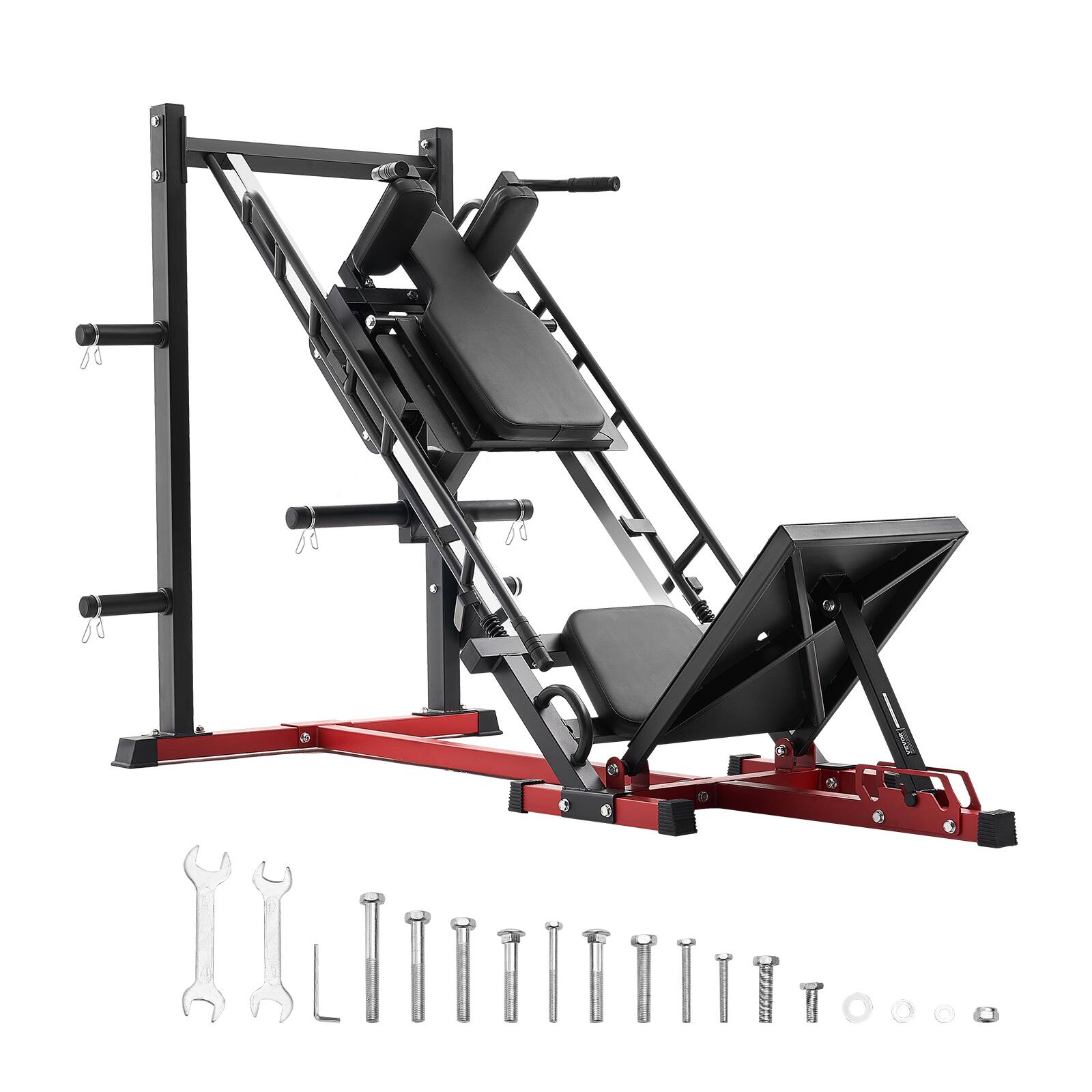 Alt View 5. VEVOR - Leg Press Hack Squat Machine, Adjustable Leg Press Combo with Linear Bearing and Weight Storage, Lower Body Special - Black.