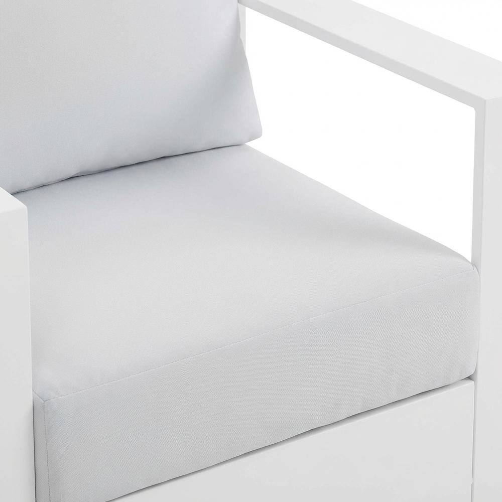 Alt View 1. Outdoor Escape - 2-Piece Outdoor Aluminum Armchair Set, Powder-Coated Finish, Comfortable Cushion - White.