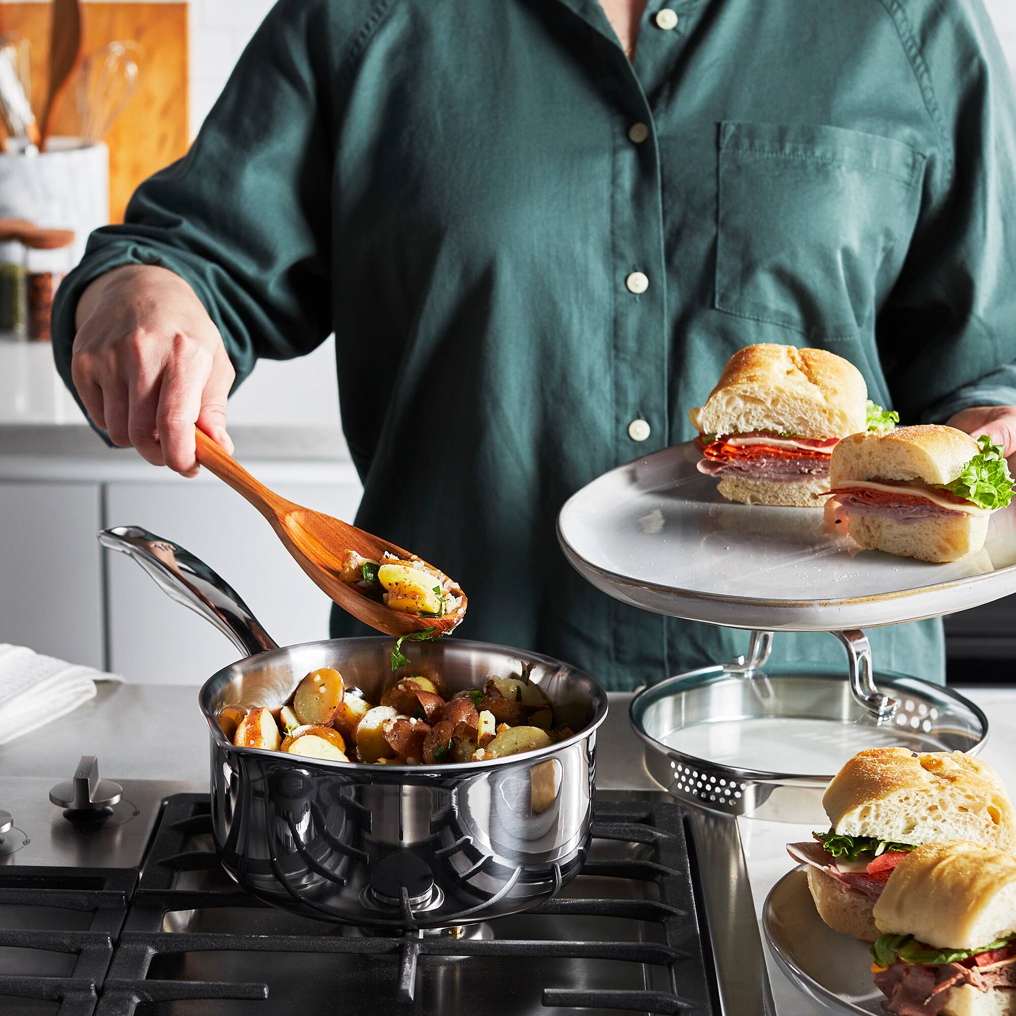 Alt View 5. Henckels - Henckels Clad H3 10-pc Stainless Steel Cookware Set - Stainless Steel.