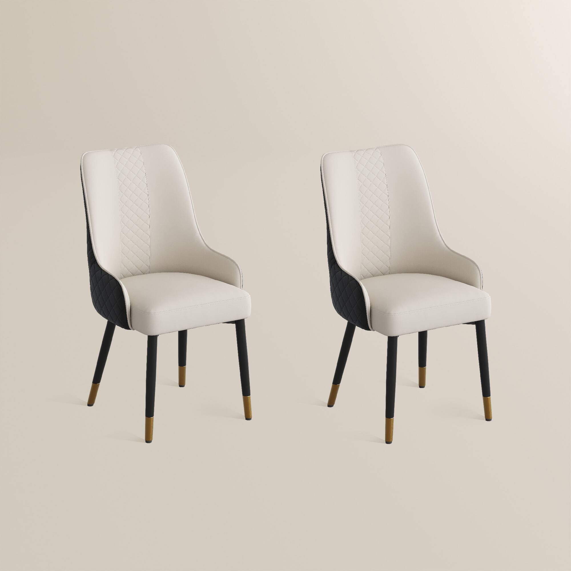 Alt View 8. POVISON - Modern Upholstered Dining Chairs Set of 2（Black & Light Gray PU Leather） - Black.