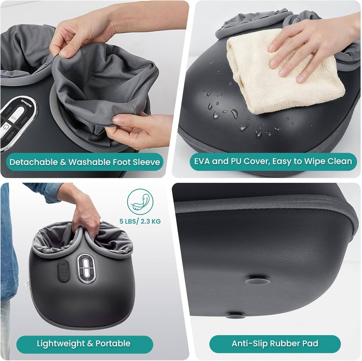LOW AR HOIH Q 90OM Detachable & Washable Foot Sleeve EVA and PU Cover, Easy to Wipe Clean 5 LBS/ 2.3 KG 0 Lightweight & Portable Anti-Slip Rubber Pad