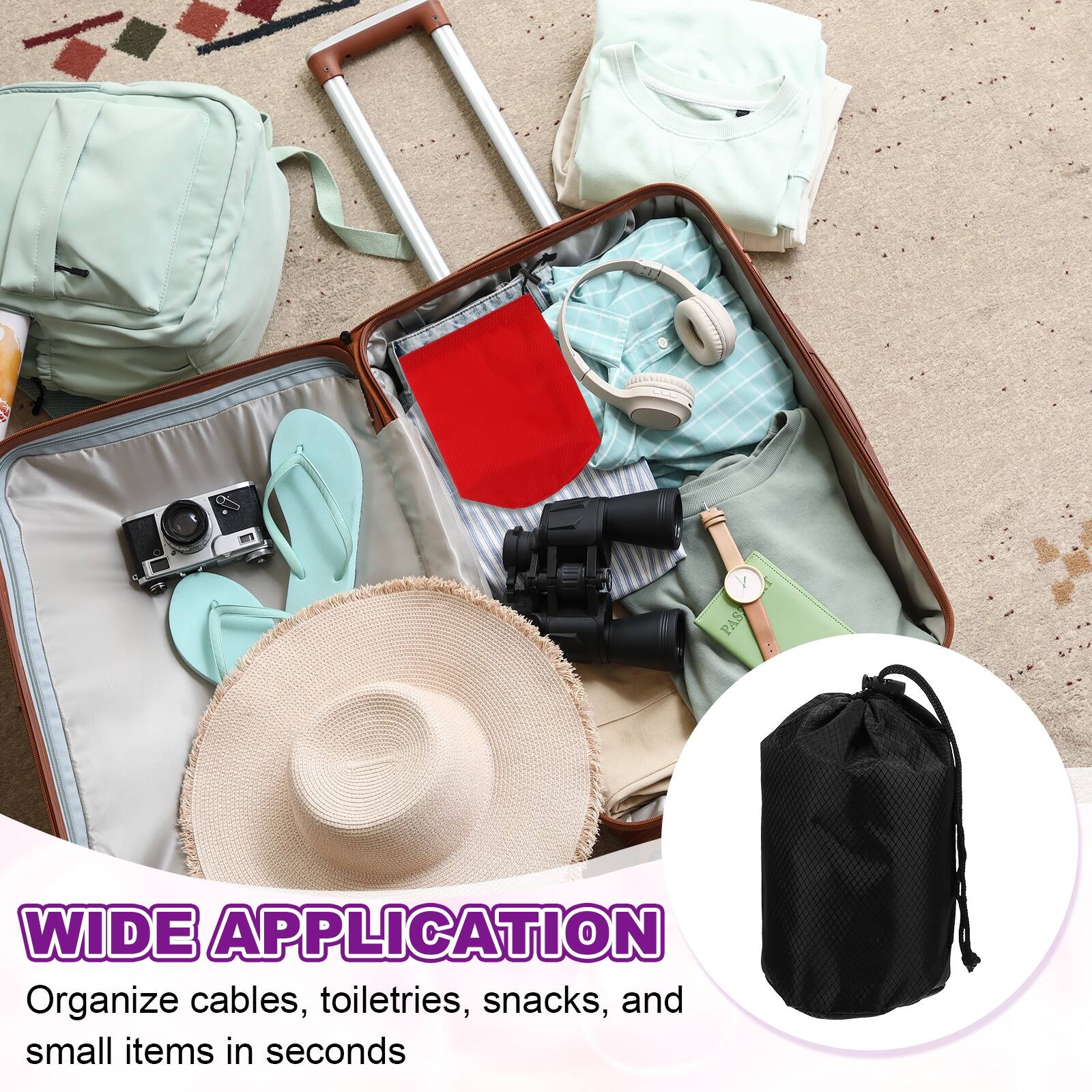 WIDE APPLICATION  
Organize cables, toiletries, snacks, and small items in seconds