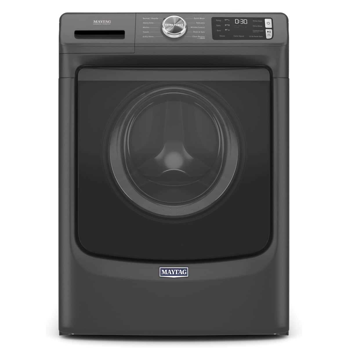 Maytag - 4.5 Cu. Ft. High-Efficiency Stackable Front Load Washer with Steam and Fresh Spin - Volcano Black - Front_Zoom