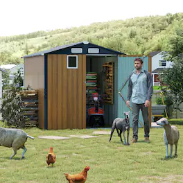 Anysun - 6x8ft Outdoor Steel Storage Shed with Lockable Doors, Clear Window & Air Vents Backyard or Patio - Yellow