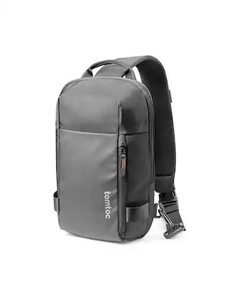 Front. tomtoc - Navigator-T24 One Shoulder Backpack Crossbody EDC Daypack Sling Bag Chest Shoulder Bag, Water-resistant XS - Black.