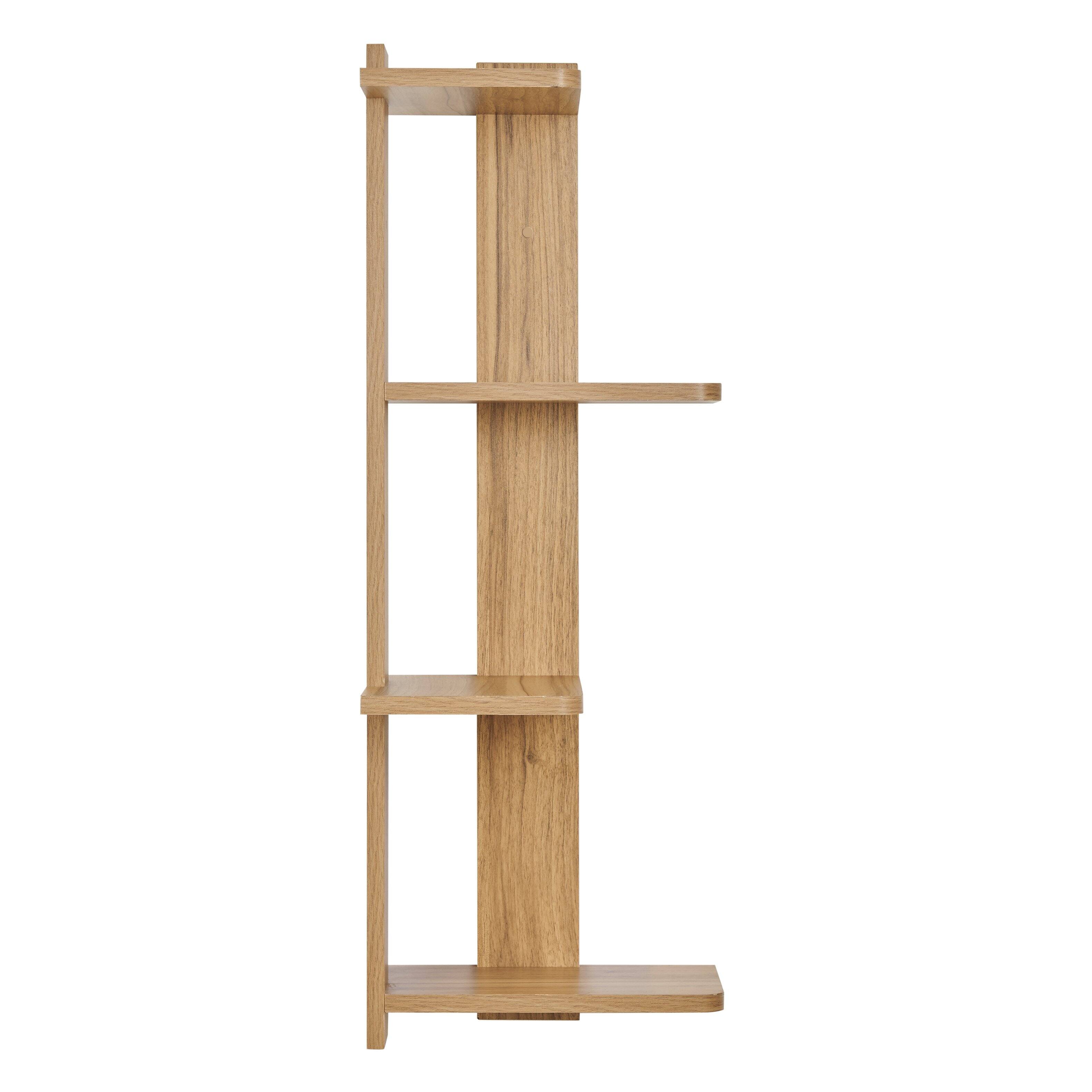 Alt View 10. Danya B - Alvar Corner 4-Tier Floating Ledge Column Wall Shelf - Chestnut - Chestnut.