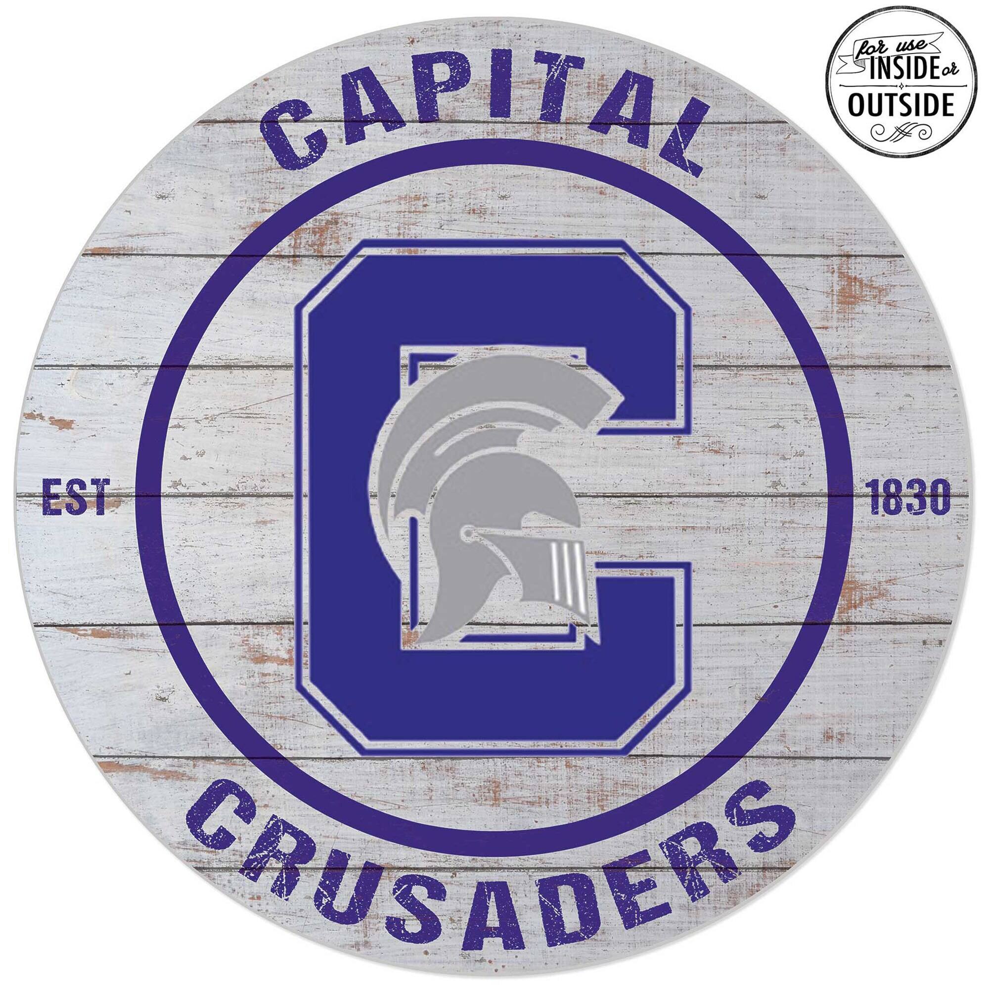 Capital University Comets 20'' Indoor/Outdoor Weathered Circle Sign