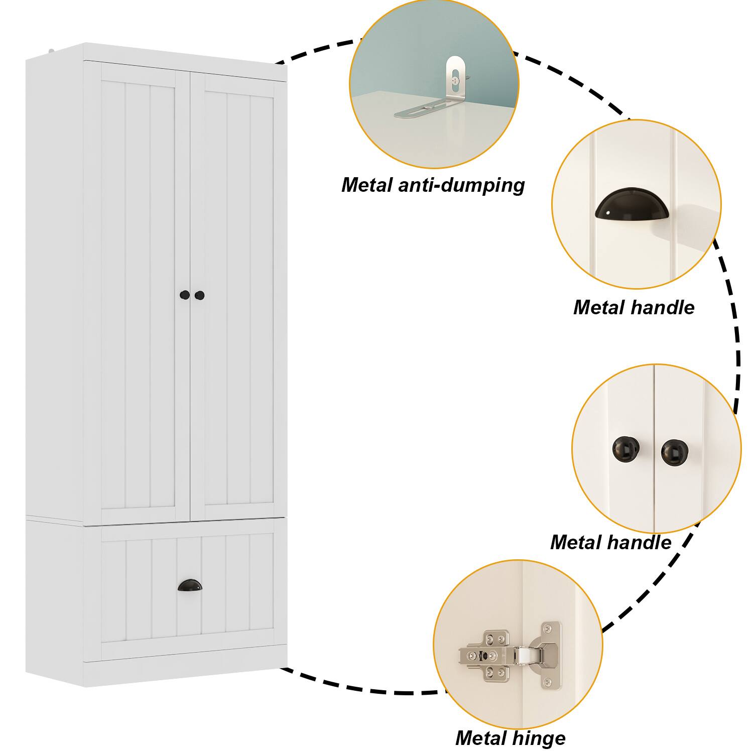 Metal anti-dumping, Metal handle, Metal handle, Metal hinge