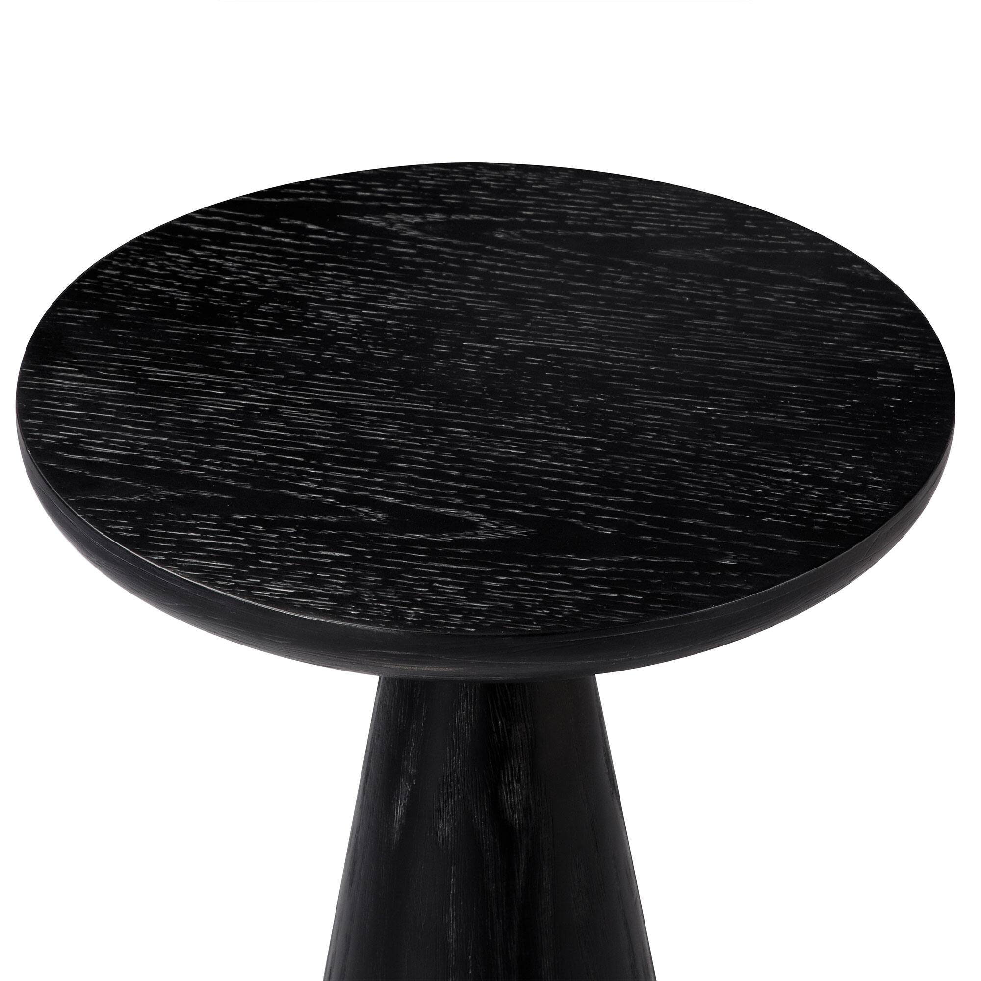 Alt View 1. Maven Lane - Maven Lane Owen Rustic Wooden Drink Table, 12" Round Wood Side Table, Aged Black - Aged Black.