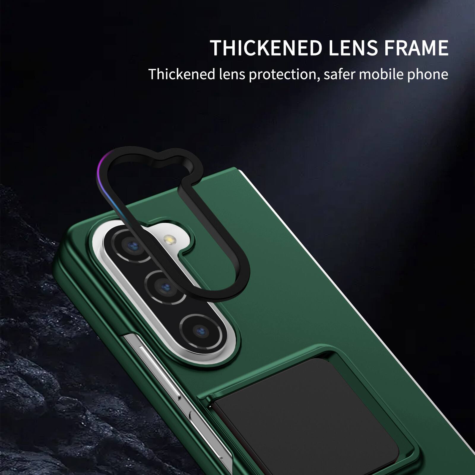 THICKENED LENS FRAME  
Thickened lens protection, safer mobile phone