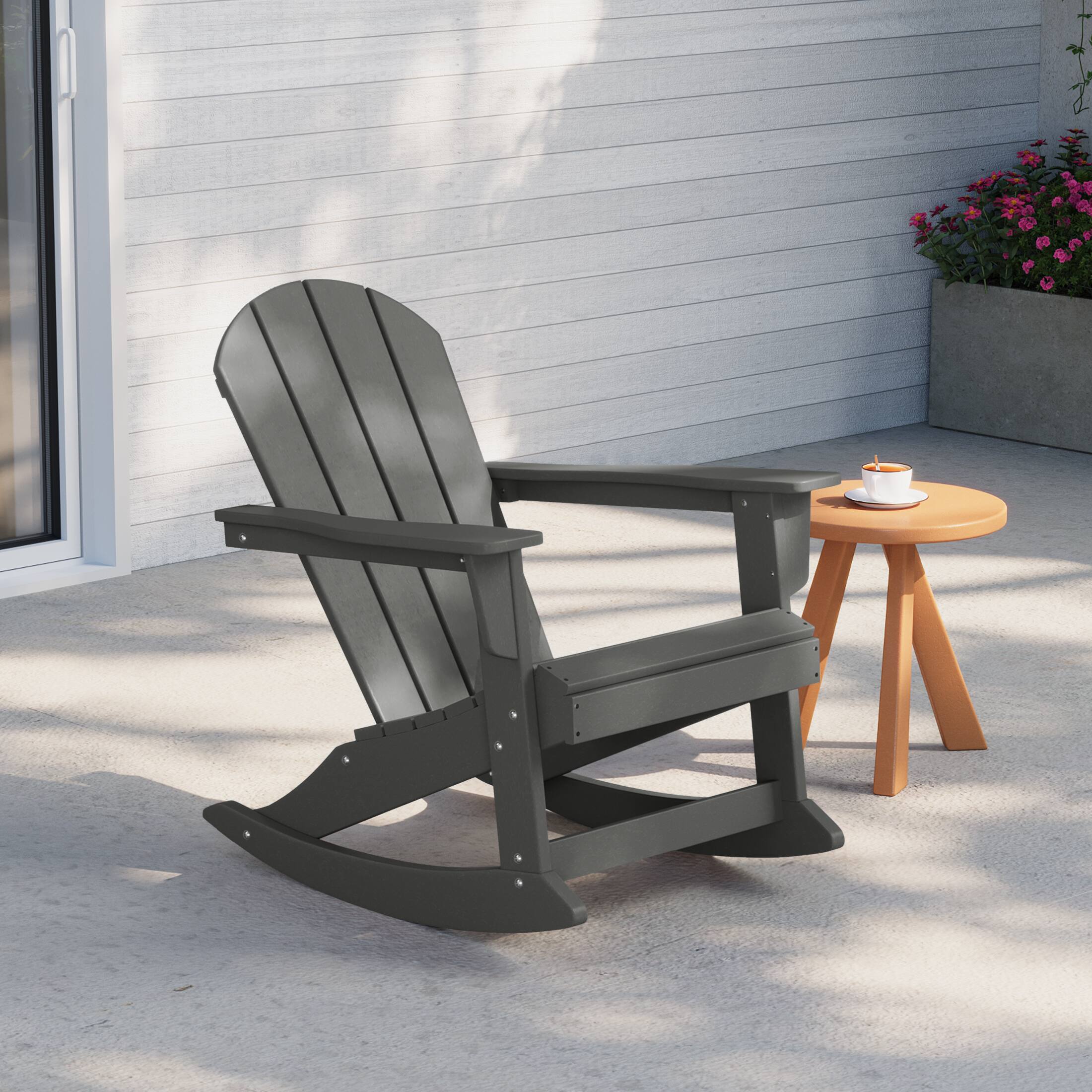 Angle. WestinTrends - WestinTrends Malibu Outdoor / Patio Poly Adirondack rocking chair - Gray.