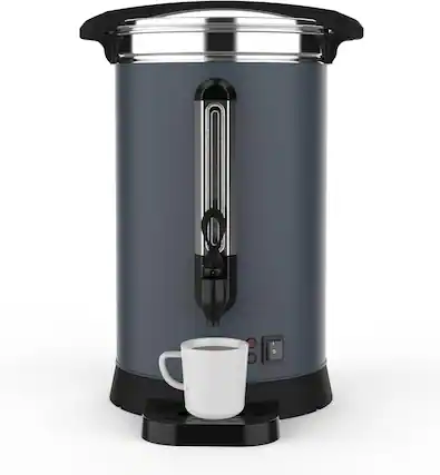 Front. Babevy - 120 Cup (18L) Commercial Coffee Urn, Double Wall, Stainless Steel, Quick-Brew Dispenser for Gatherings - Grey.