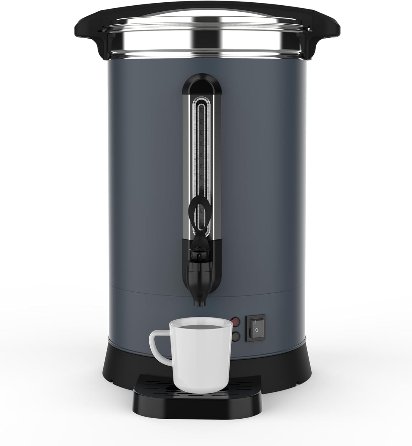 Front. Babevy - 120 Cup (18L) Commercial Coffee Urn, Double Wall, Stainless Steel, Quick-Brew Dispenser for Gatherings - Grey.
