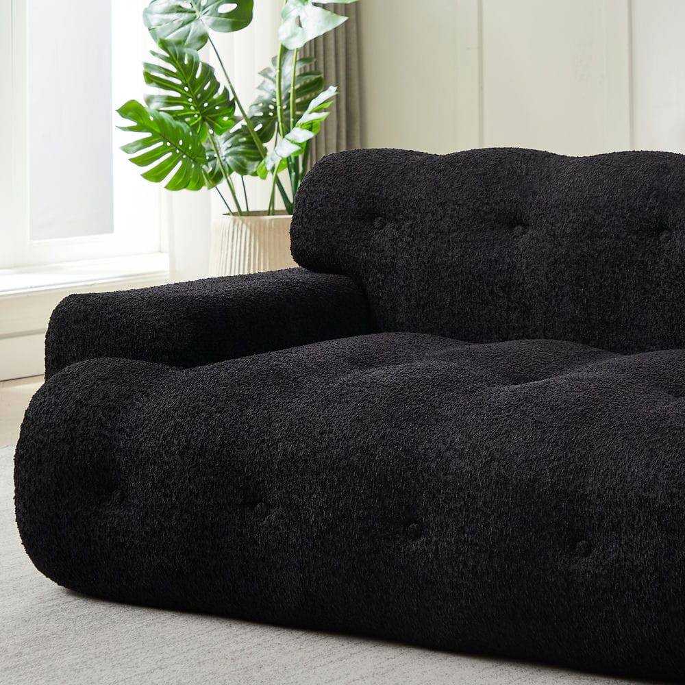 Alt View 9. Resenkos - 65.75" Napped Fabric Storage Bench, Double Lids Rolled Armrest Footstool Daybed - Black.