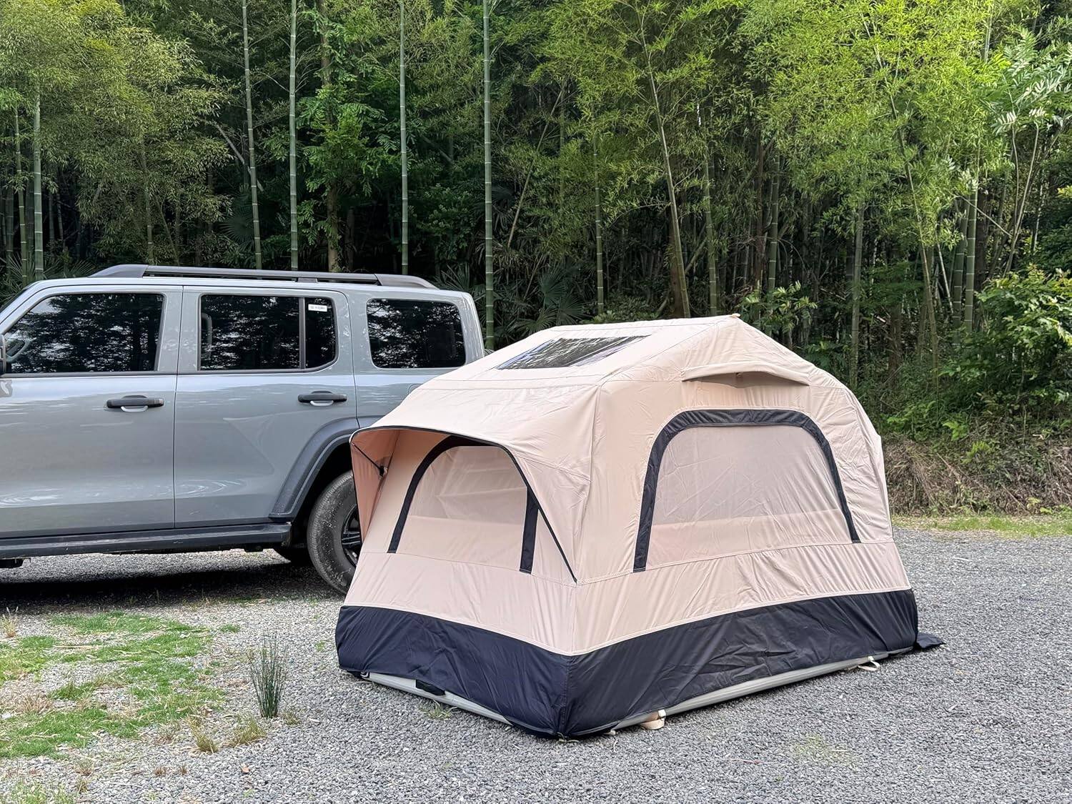 Alt View 4. Trinkets Crazed - Inflatable Rooftop Tent for Car SUV Truck,2 Person Roof Top Camping Tent with Mattress & Ladder - beige.