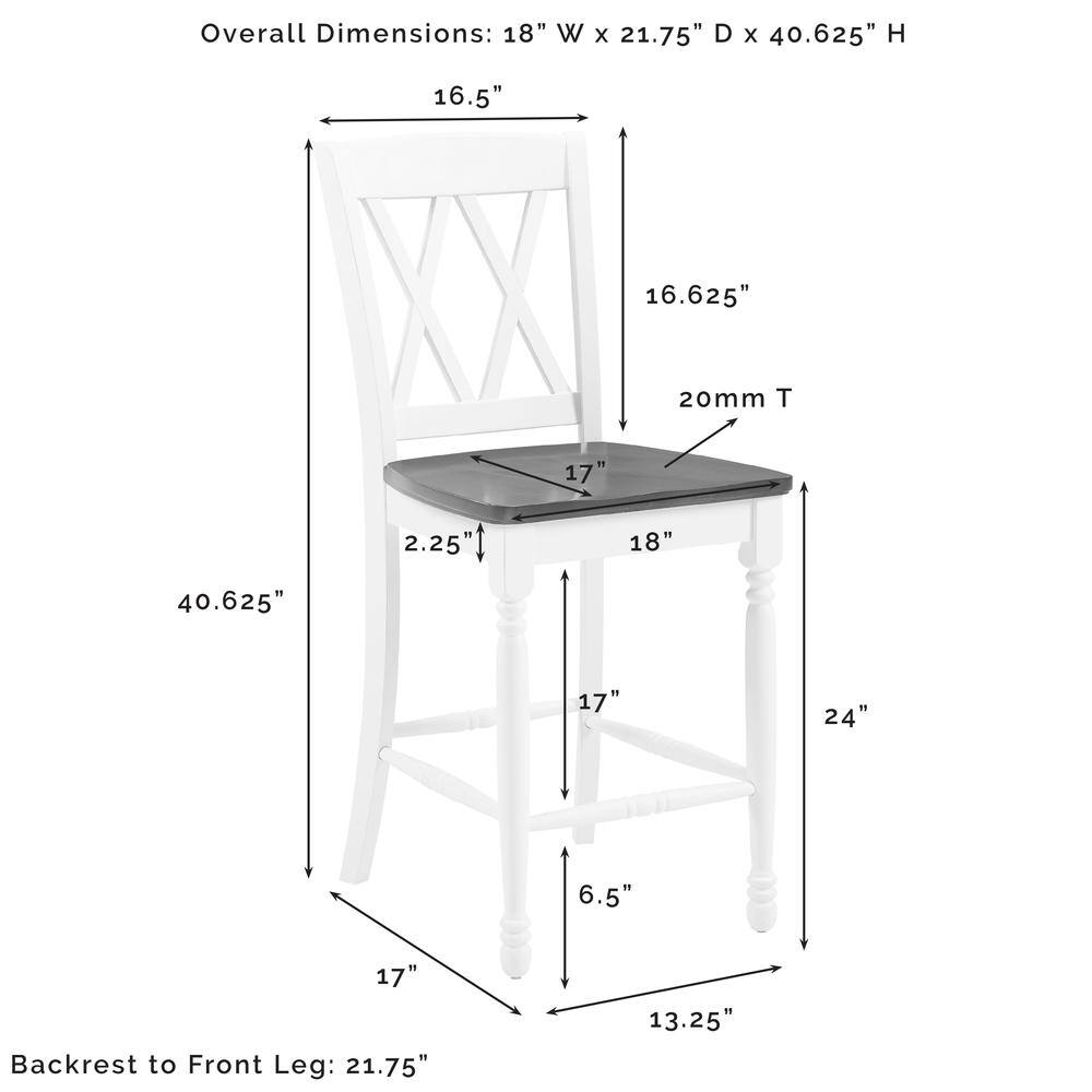 Crosley Furniture - Shelby 2-Piece Counter Height Bar Stool Set - 2 Stools - Distressed White