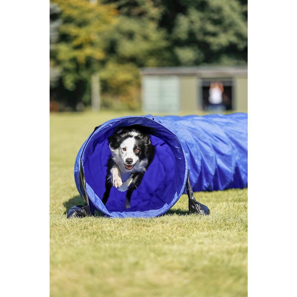 Left. TRIXIE - Dog Agility Tunnel 16.5', Portable Dog Training Tunnel, Obedience - Blue.